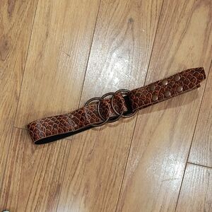 Source Unknown Brown Textured Triple-Ring Belt